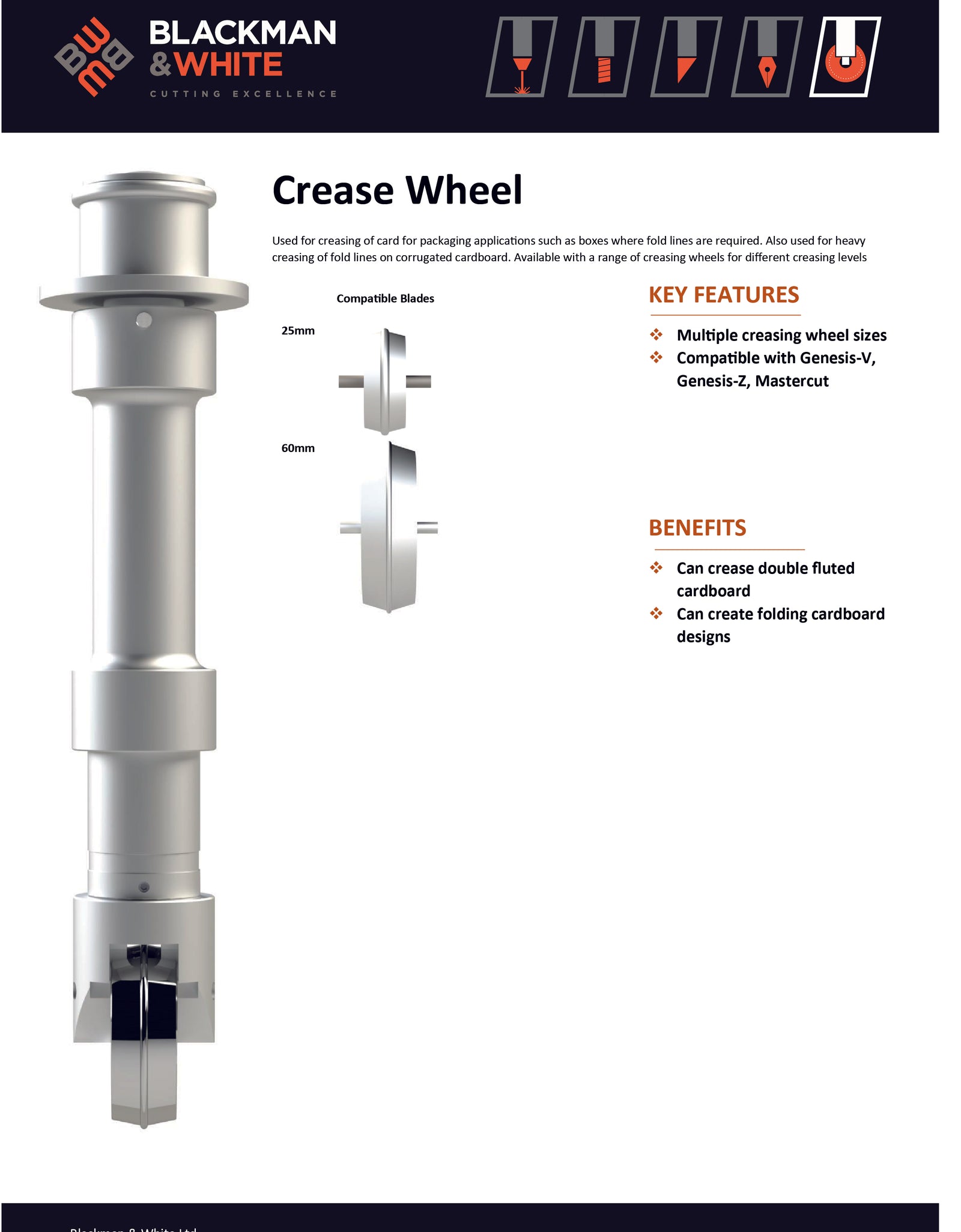 Crease Wheel 26mm or 60mm Toolhead